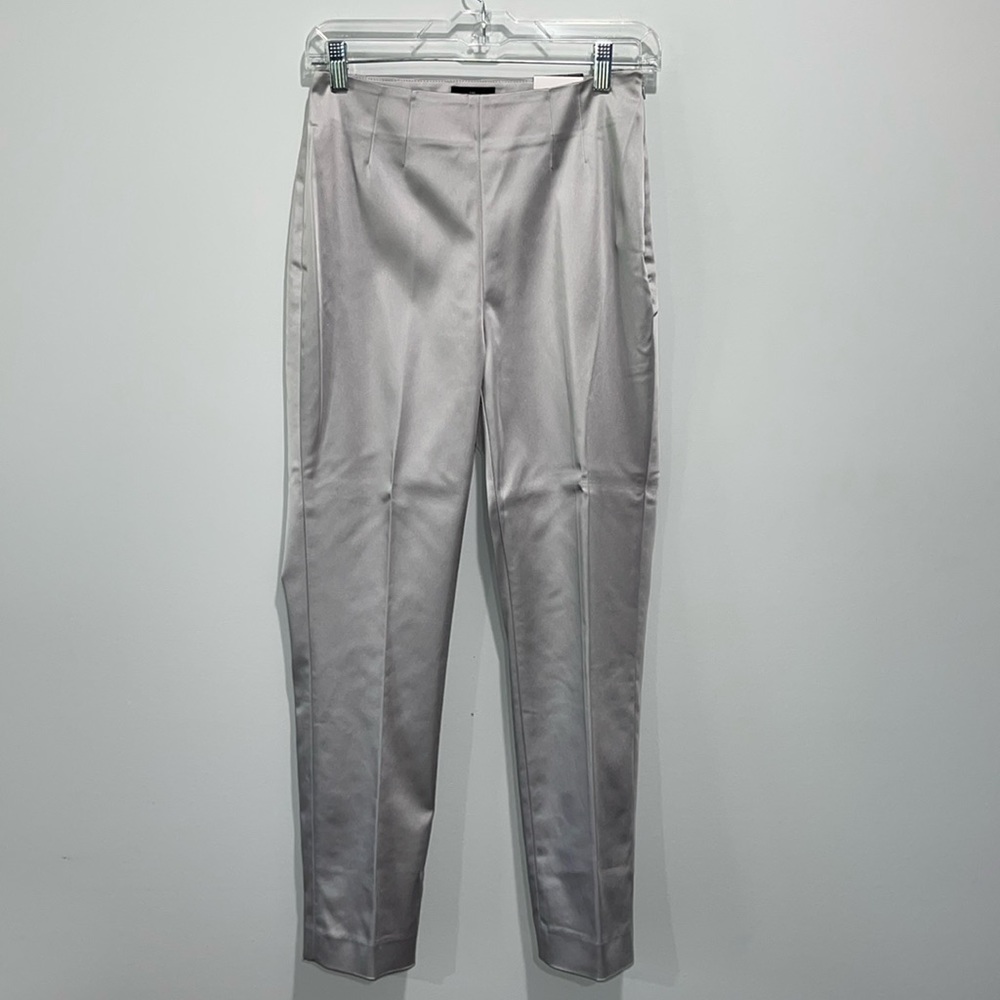 White House Black Market Satin tapered ankle straight pants size 2 silver